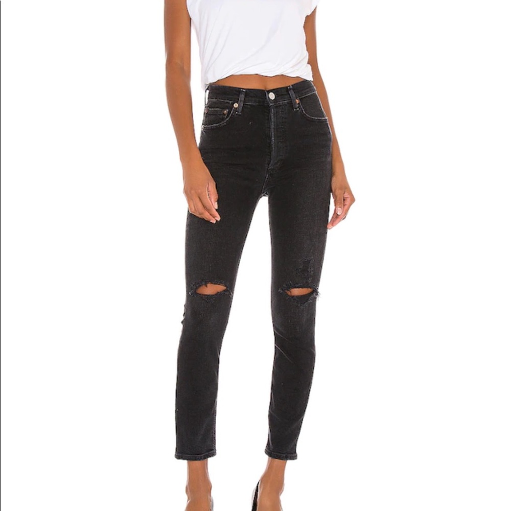 NWT AGOLDE black Nico slim fit high rise jean 26